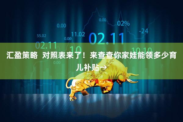 汇盈策略  对照表来了！来查查你家娃能领多少育儿补贴→
